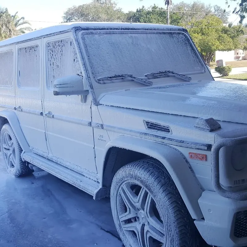 G-Wagon covered in foam during a wash