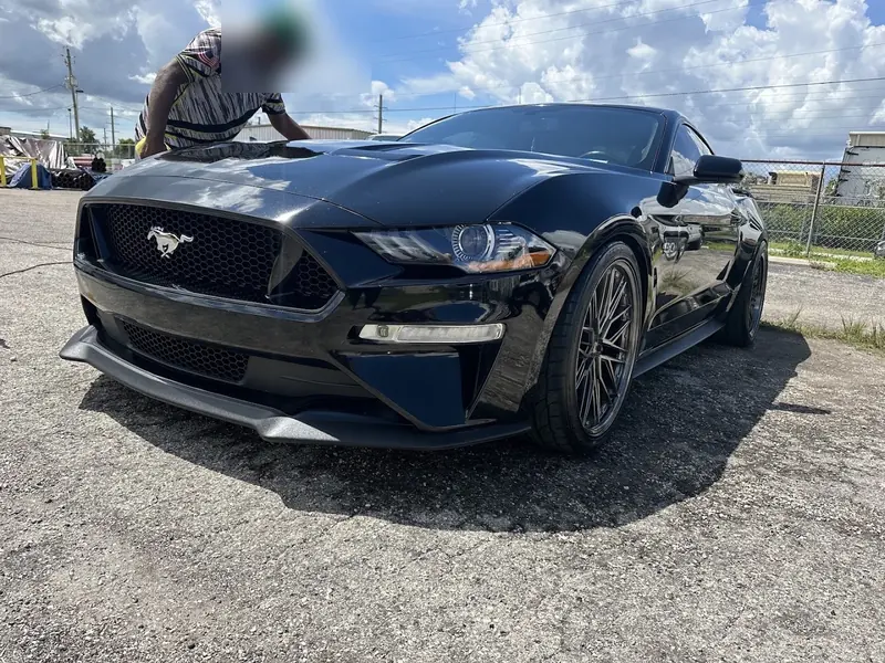 Black Ford Mustang GT, shiny paint